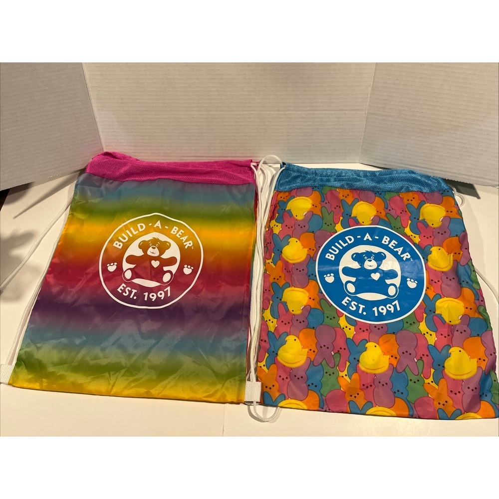 (SET OF 2) * Rainbow Tie Dye Build A Bear Carrier BAG & Peeps Back Sack